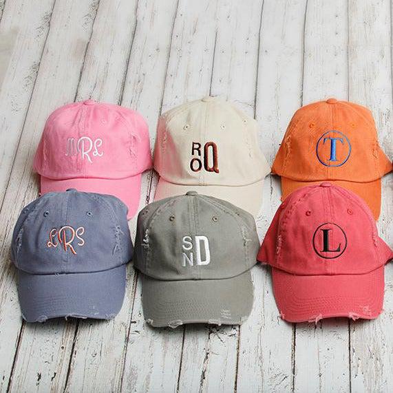 Monogrammed Distressed Caps