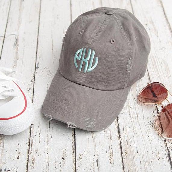 Monogrammed Distressed Caps