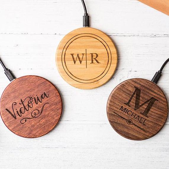 Personalized Wooden Wireless Cell Phone Chargers