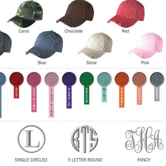 Monogrammed Distressed Caps