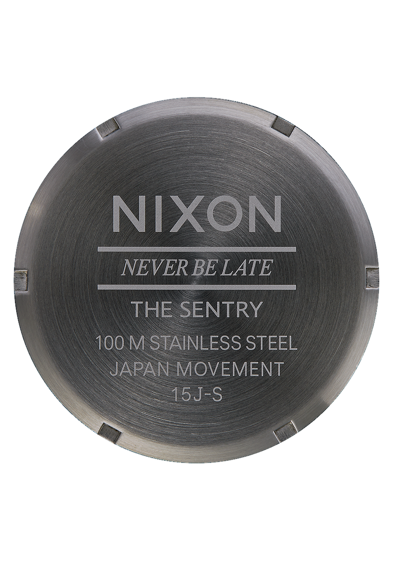 Nixon Sentry Leather Watch- Gunmetal / Black