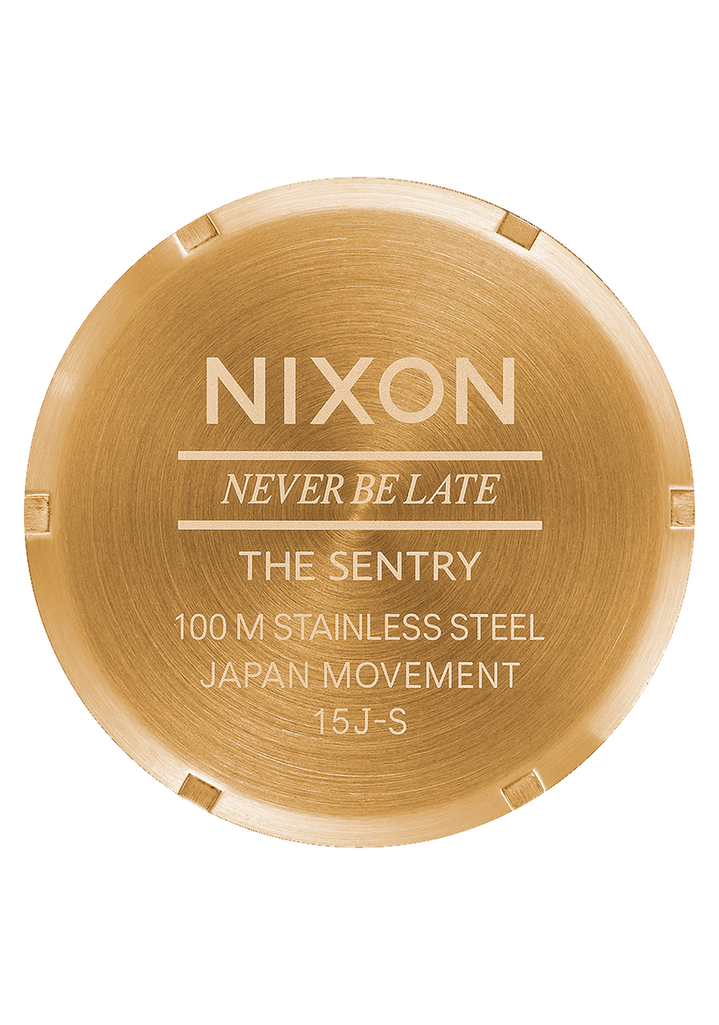 Nixon Sentry Leather Watch - Gold / Indigo / Brown
