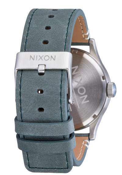 Nixon Sentry Leather Watch - Silver /Dusty Blue / Dk Forest