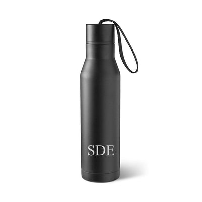 Personalized Black Stainless Steel Thermos Style Waterbottle-3Initials-