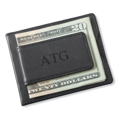 Personalized Groomsman Wallet - Magnetic Money Clip - Black-Blind-