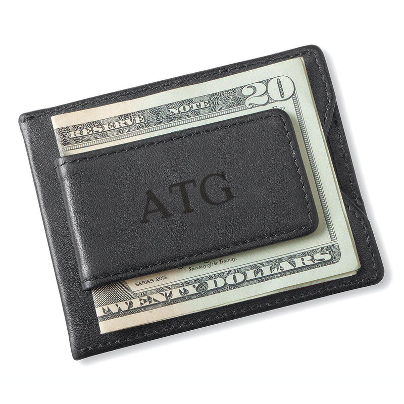 Personalized Groomsman Wallet - Magnetic Money Clip - Black-Blind-