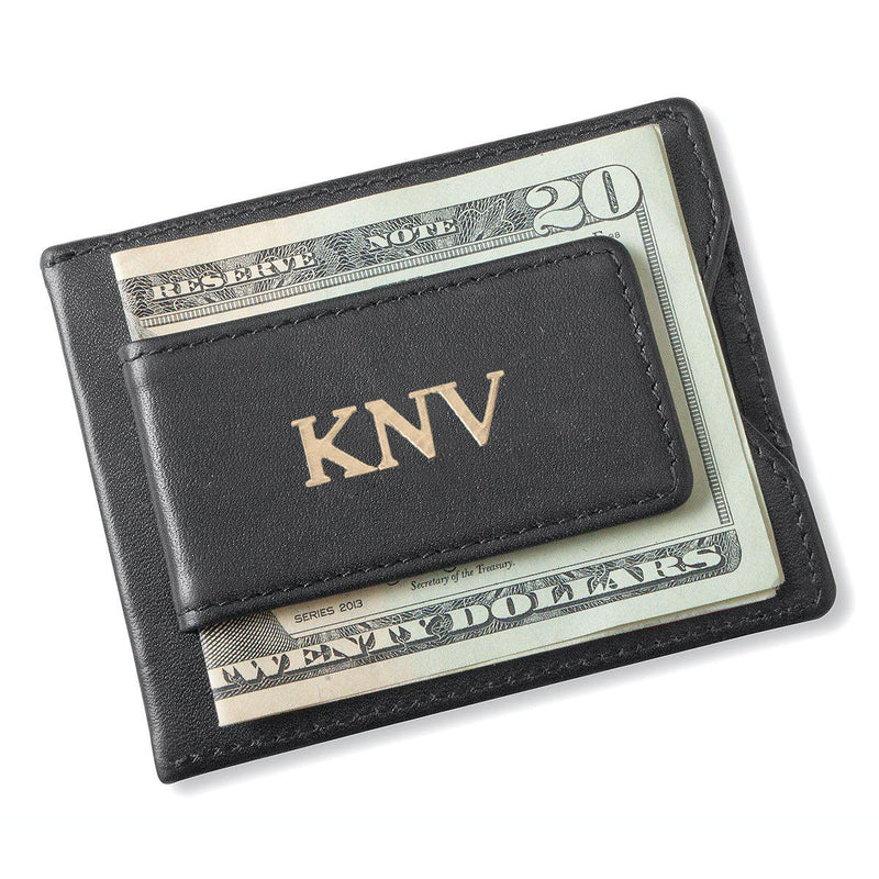 Personalized Groomsman Wallet - Magnetic Money Clip - Black-Gold-
