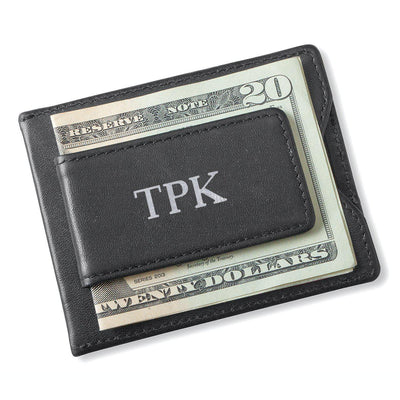 Personalized Groomsman Wallet - Magnetic Money Clip - Black-Silver-