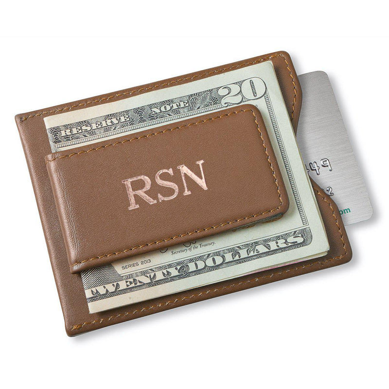 Personalized Groomsman Wallet - Magnetic Money Clip - Brown-RoseGold-