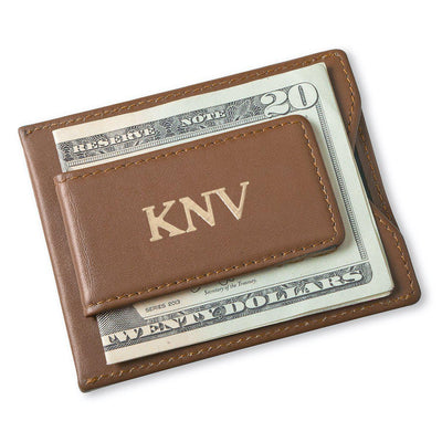 Personalized Groomsman Wallet - Magnetic Money Clip - Brown-Gold-