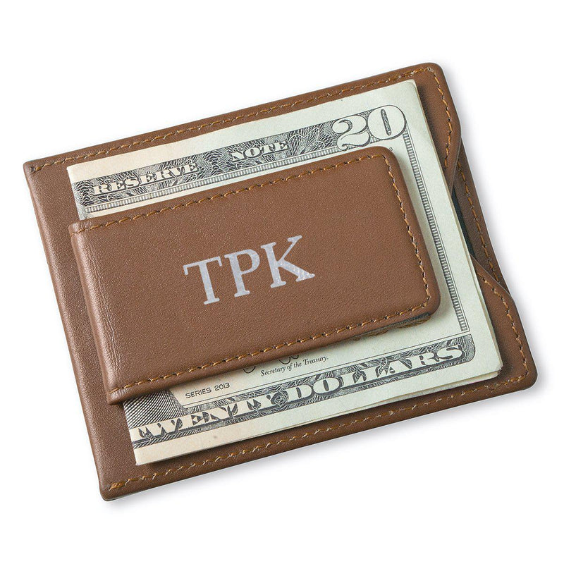 Personalized Groomsman Wallet - Magnetic Money Clip - Brown-Silver-