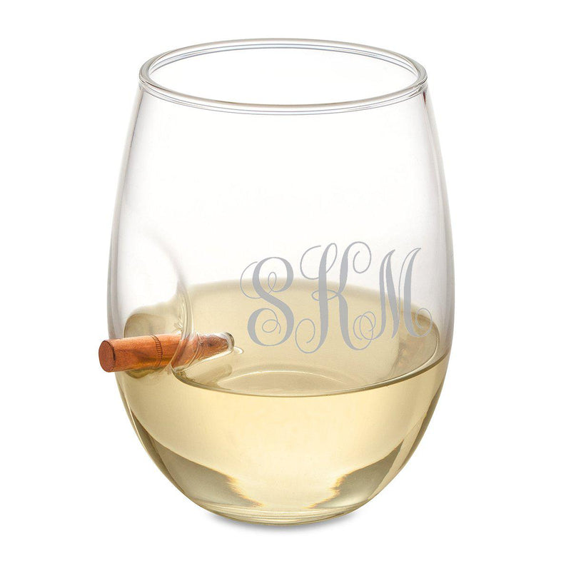 Personalized Set of 5 Wedding Bullet Wine Glasses
