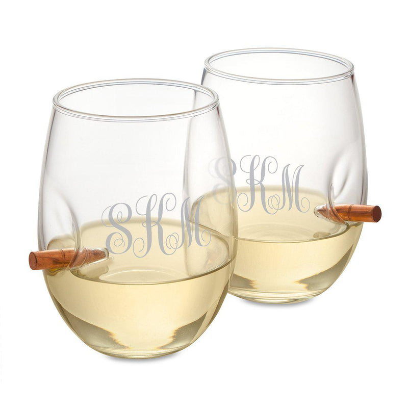 Personalized Bullet Wine Glasses - Set of 2 - Modern