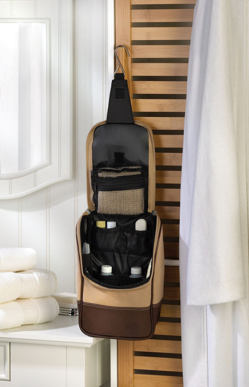 Personalized Canvas and Leather Shaving Travel Bags for Groomsmen - Set of 5-