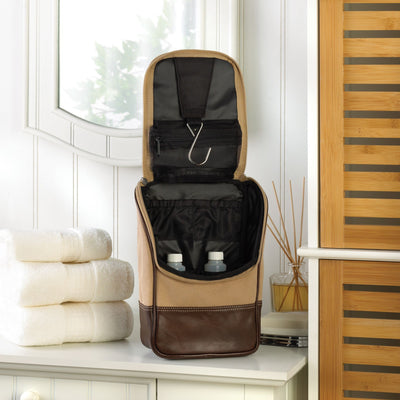 Personalized Canvas and Leather Shaving Travel Bags for Groomsmen - Set of 5-