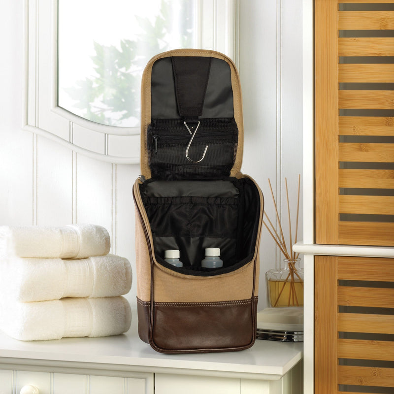 Personalized Canvas and Leather Shaving Travel Bags for Groomsmen - Set of 5-