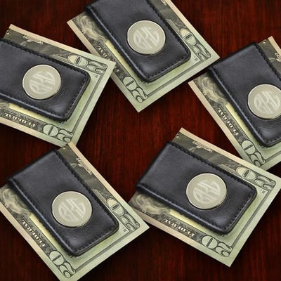 Set of 5 Personalized Leather Magnetic Money Clip-
