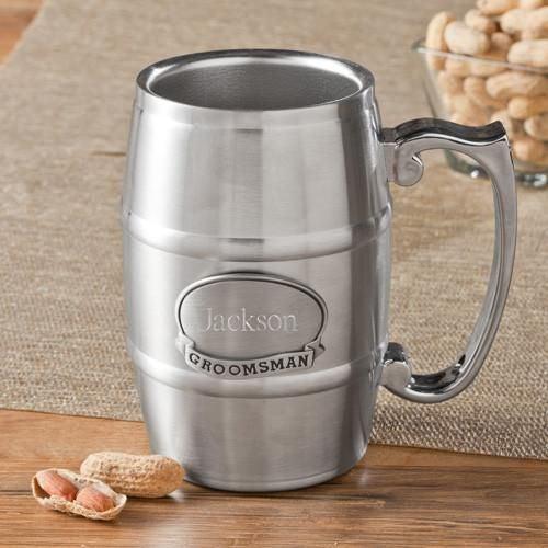 Personalized Pewter Medallion Tankard Stainless Steel - 16 oz.-Barware-JDS-Default-