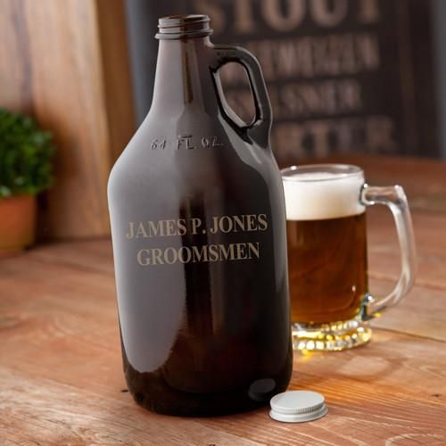 Personalized Groomsmen Amber Glass Growler - Set of 5-Barware-JDS-