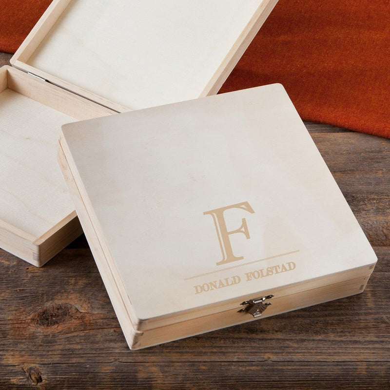 Personalized Keepsake Box - Humidor - Wooden - Groomsmen Gifts-Initial-