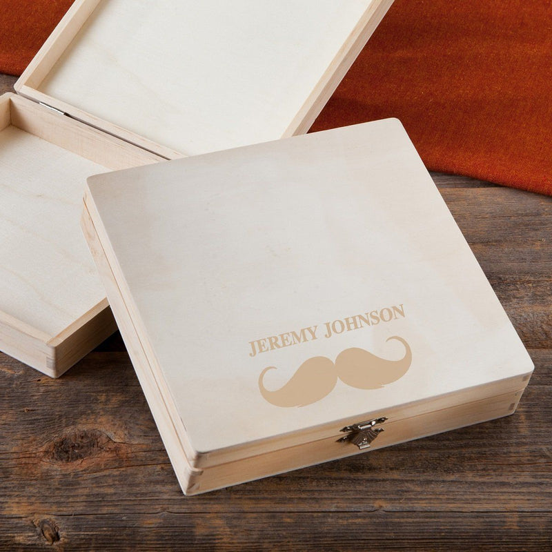 Personalized Keepsake Box - Humidor - Wooden - Groomsmen Gifts-Mustache-