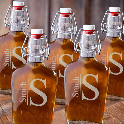 Personalized Wedding Glass Flasks - Set of 5