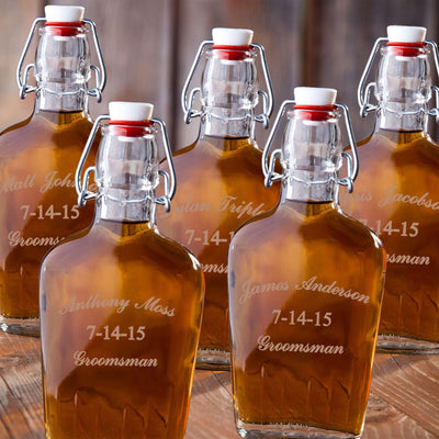 Personalized Flasks - Set of 5 - Glass Flask - Groomsmen Gifts-Default-