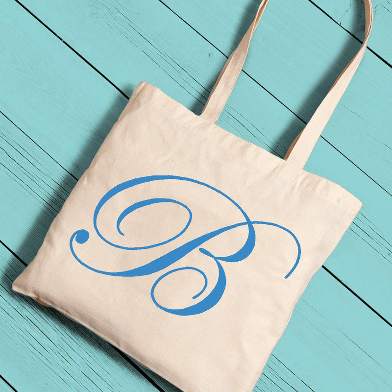 Personalized Canvas Tote - Initial-Blue-