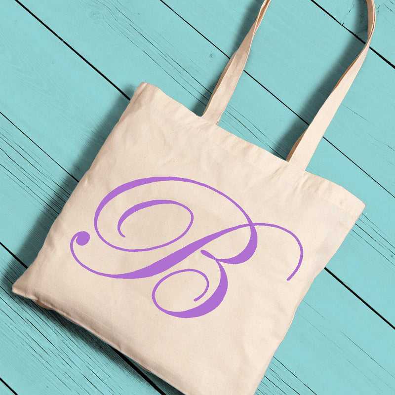 Personalized Canvas Tote - Initial-Purple-