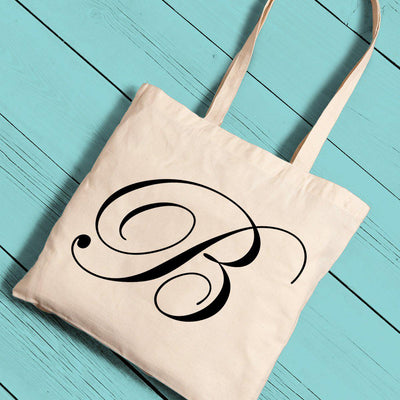 Personalized Canvas Tote - Initial-Black-