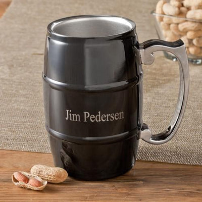 Personalized Black Enamel Tankard Stainless Steel - 16 oz.-Barware-JDS-Default-