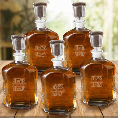 Set of 5 Groomsmen Whiskey Decanters - 23 oz.