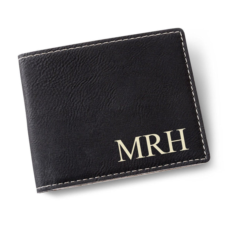 Personalized Leatherette Wallet-Black-