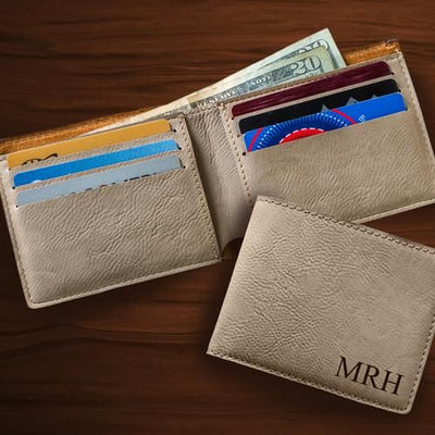 Personalized Leatherette Wallet-Tan-