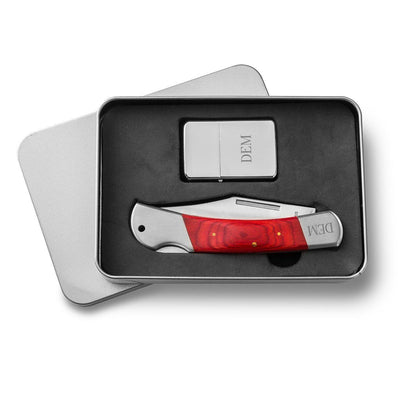 Personalized Pocket Knife - Lighter - Gift Set - Yukon - Lock Back - Groomsmen Gifts-Default-