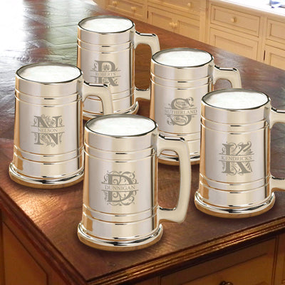 Personalized Groomsmen Gunmetal Beer Mugs - Set of 5-Barware-JDS-Filigree-