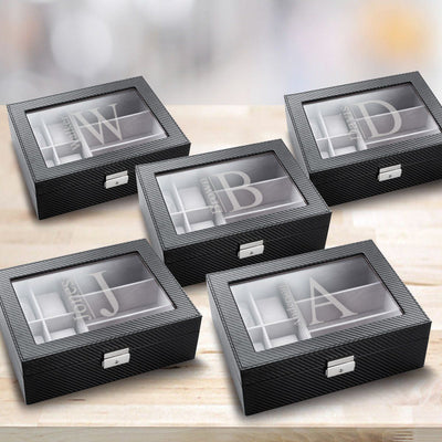 Personalized Watch Box - Set of 5 - Sunglasses Box - Combo - Monogram - Groomsman Gifts-Modern-