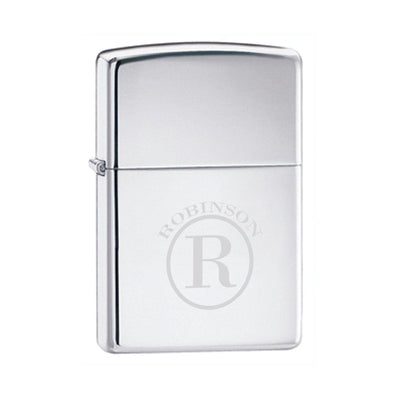 Personalized Lighters - Zippo - High Polish Chrome - Groomsmen Gifts-Circle-