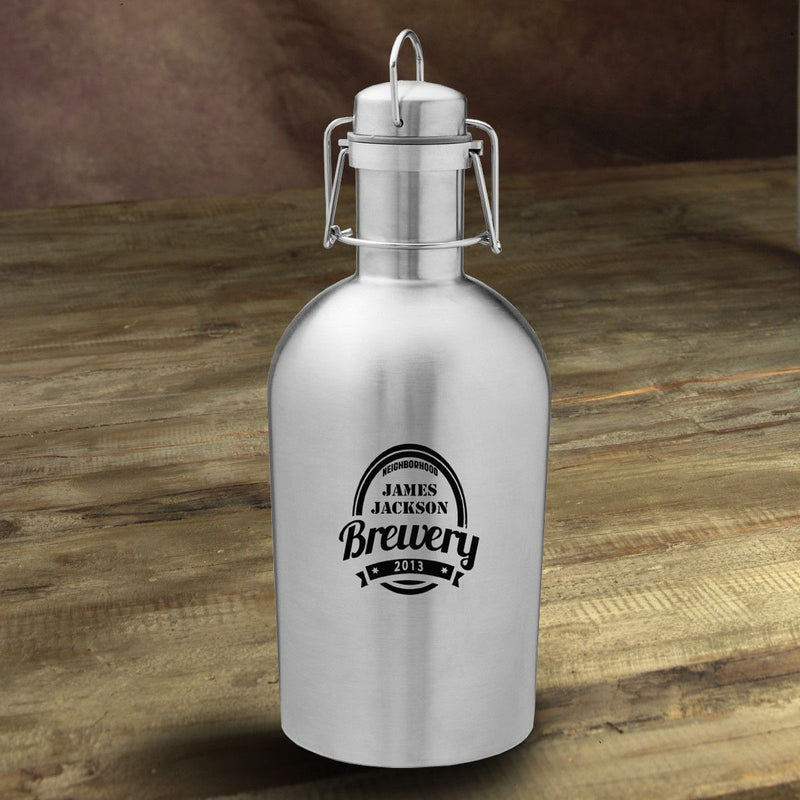 Personalized Growler - Beer - Stainless Steel - Groomsmen - 64 oz.-Brewery-