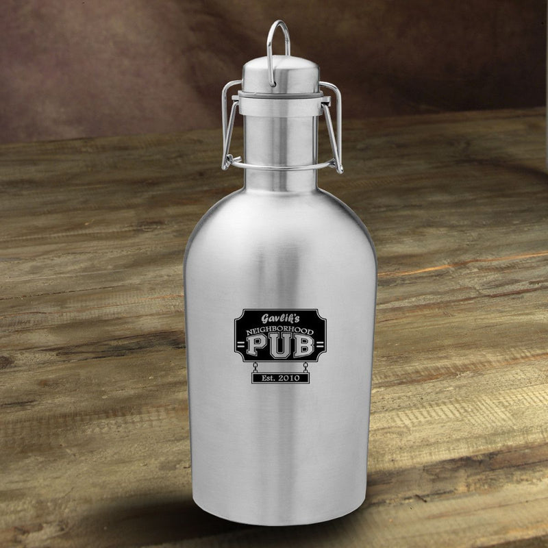 Personalized Growler - Beer - Stainless Steel - Groomsmen - 64 oz.-NeighborhoodPub-