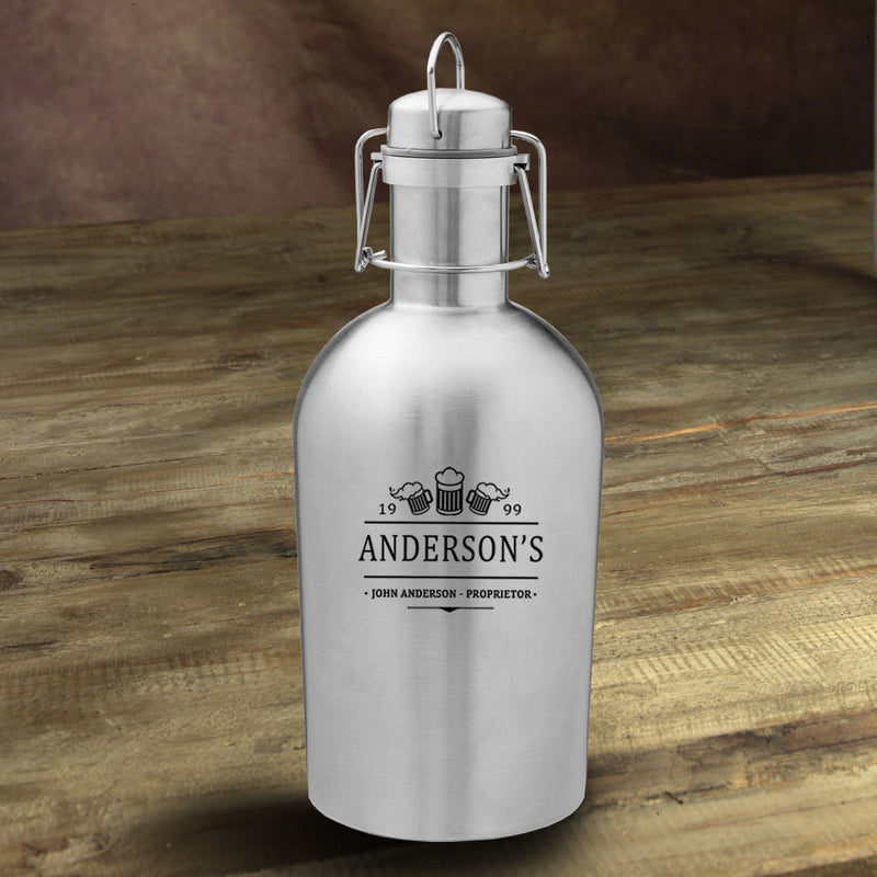 Personalized Growler - Beer - Stainless Steel - Groomsmen - 64 oz.-3Beers-