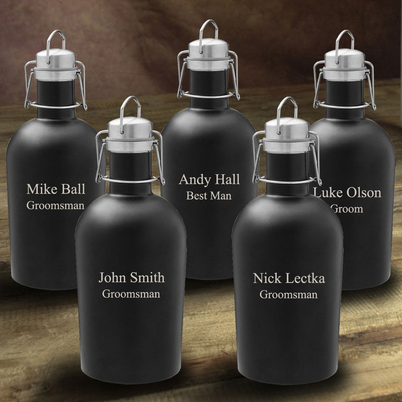 Personalized Matte Black Beer Growlers - Set of 5-Default-