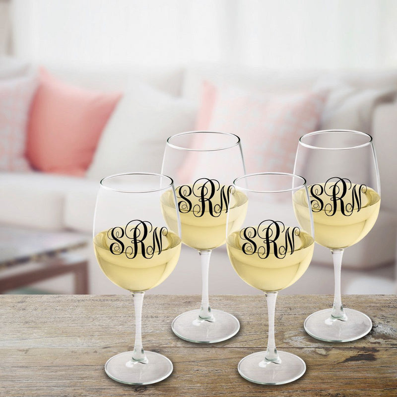 Personalized White Wine Glass Set-Black-