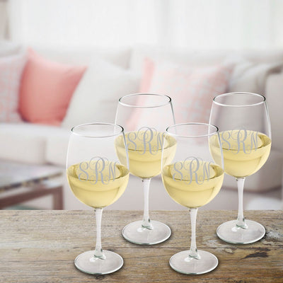 Personalized White Wine Glass Set-Grey-