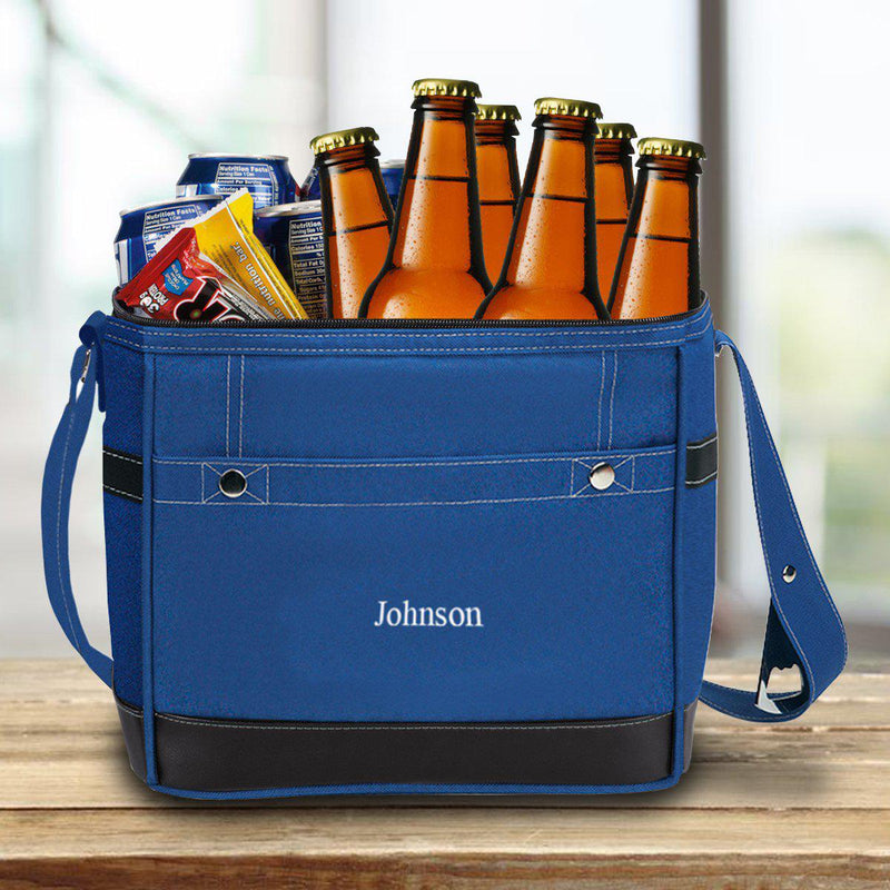 Groomsmen 12-Pack Trail Cooler With Built-In Bottle Opener Blue