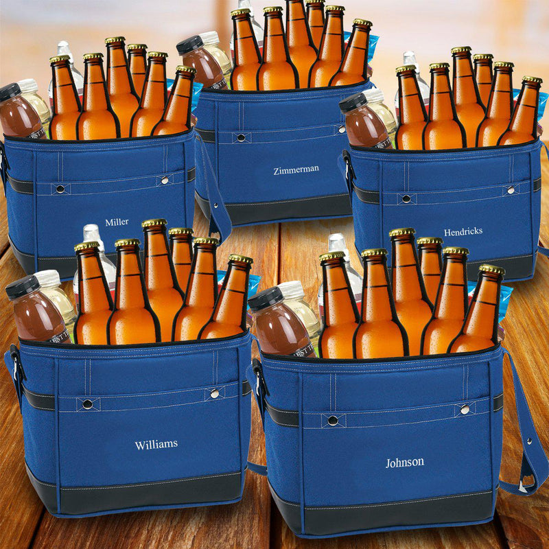 Groomsmen Gift Set of 5 Trail Coolers With Built-In Bottle Opener Blue