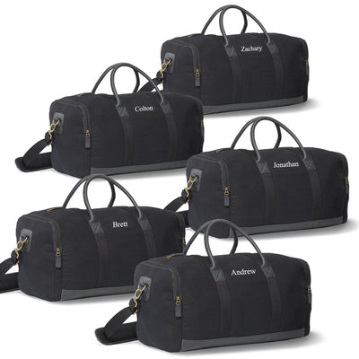 Personalized Canvas Supply Weekender Duffel Bags - Set of 5 Bags-Black