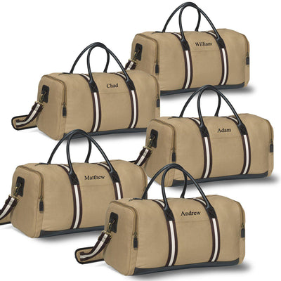 Personalized Canvas Supply Weekender Duffel Bags - Set of 5 Bags-Khaki