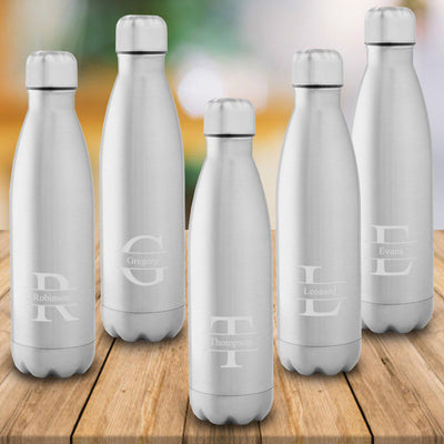 Set of 5 Personalized Stainless Steel Water Bottles