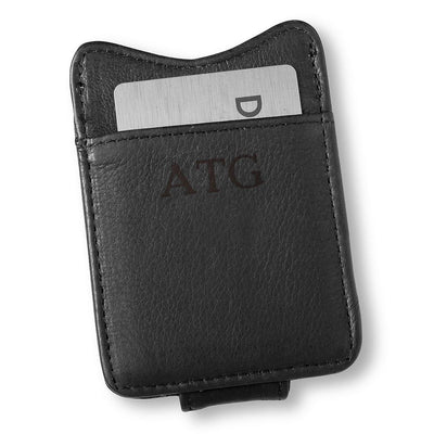Personalized Black Leather Borello Money Clip-Blind-